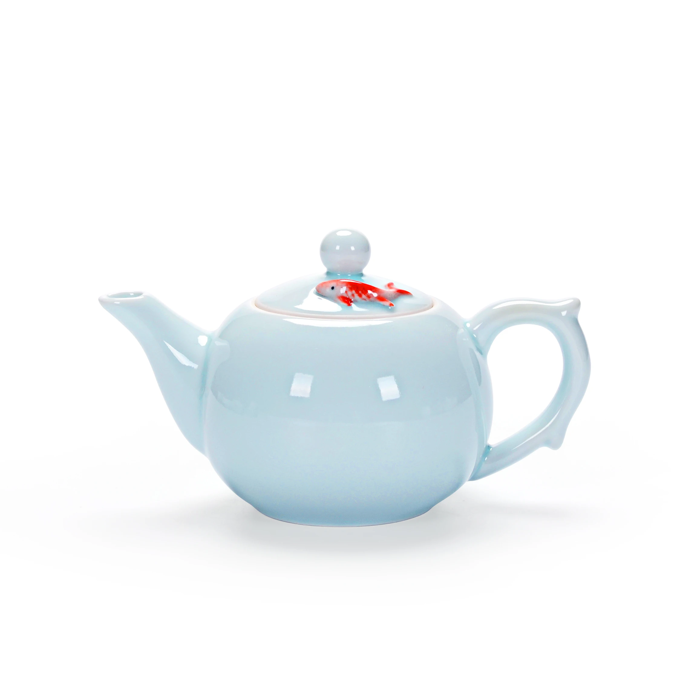 

200ml Celadon Small Fish Ceramic Kung Fu Tea Set Single Carp Teapot Maker Crystal Clear and Pure Creative Filter Flower Tea Pot