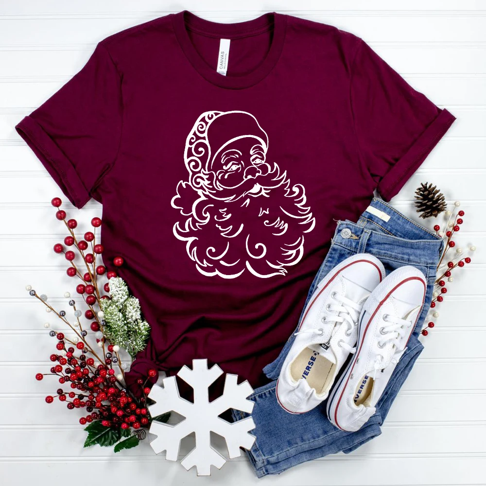 

Santa Shirt Merry Christmas T Shirts Women Cotton Vintage 90s Grunge Aesthetic Ladies Tops Cool Festival Gift Mujer Camisetas