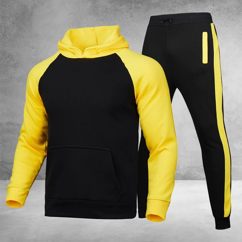 

Mens Tracksuit Jogging Suit Side Stripe Hoodies Set Man Fleece Hoodies and pants Male Work Out Clothes Jogger Set Gym Clothing