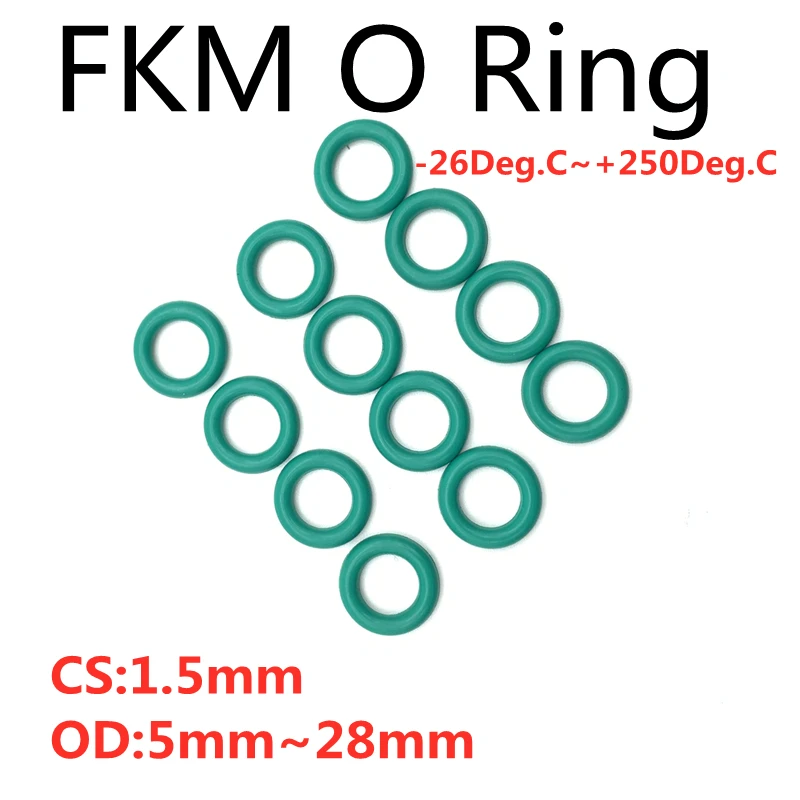 

50 шт. CS 1,5 OD 5 ~ 28 мм) зеленый/FKM/фторсодержащий каучук уплотнительное кольцо изолирующая прокладка масляного насоса высокого Температура масл...