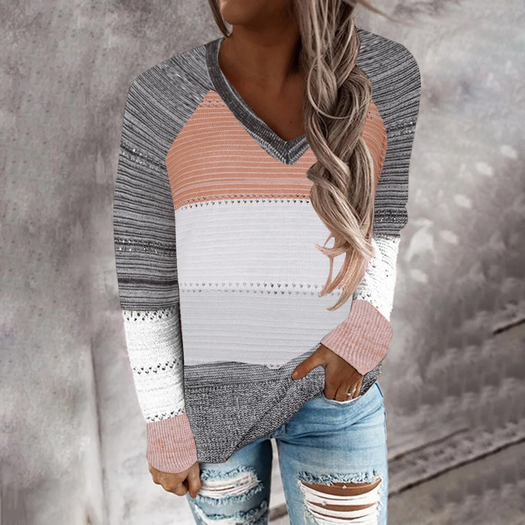 

Women’s V-Neckline Color Block Sweater Shift