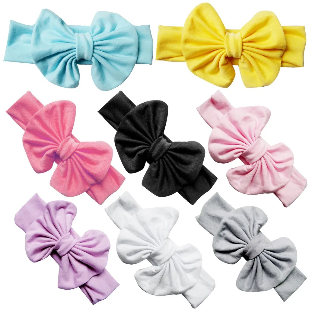 

8pc Solid Color Bowknot Soft Nylon Elastic Baby Headband Bows Knotted Newborn Baby Girl Headbands Hair Accessories Girls 2021