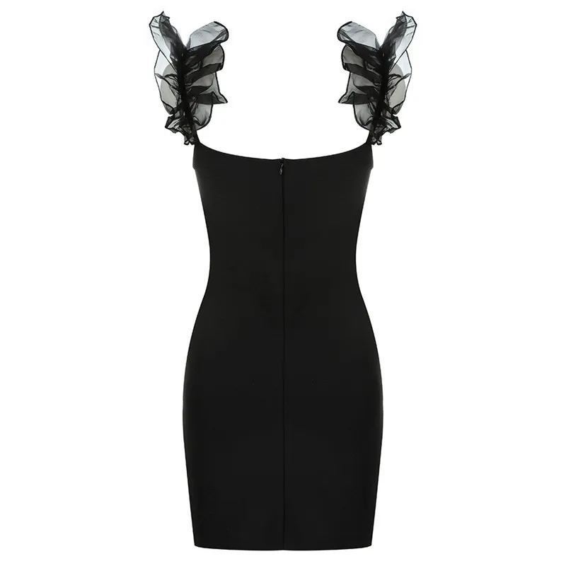 

Bevenccel Elegant Butterfly Sleeve Mini Bandage Dress Women 2020 Black Strapless Bodycon Celebrity Evening Party Dress Vestidos