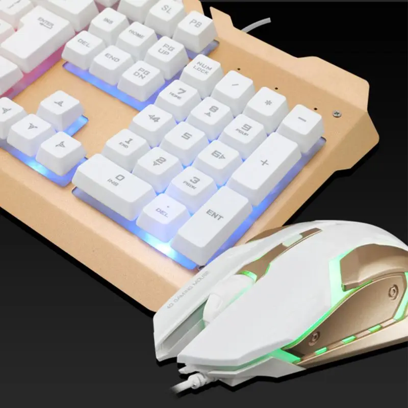 Светодиодный вая клавиатура и проводная мышь со светодиодной