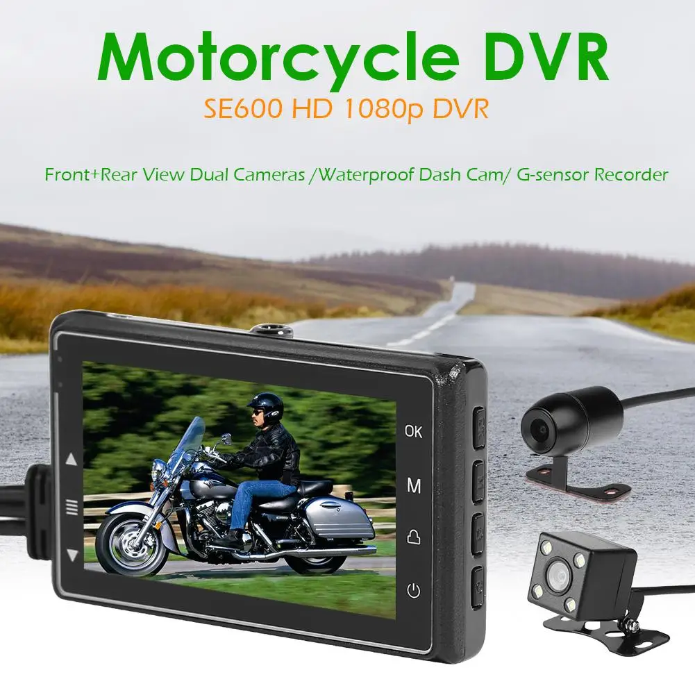 SE600 Видеорегистраторы для мотоциклов Dashcam 3 0 &quotспереди и вид сзади двойной Камера