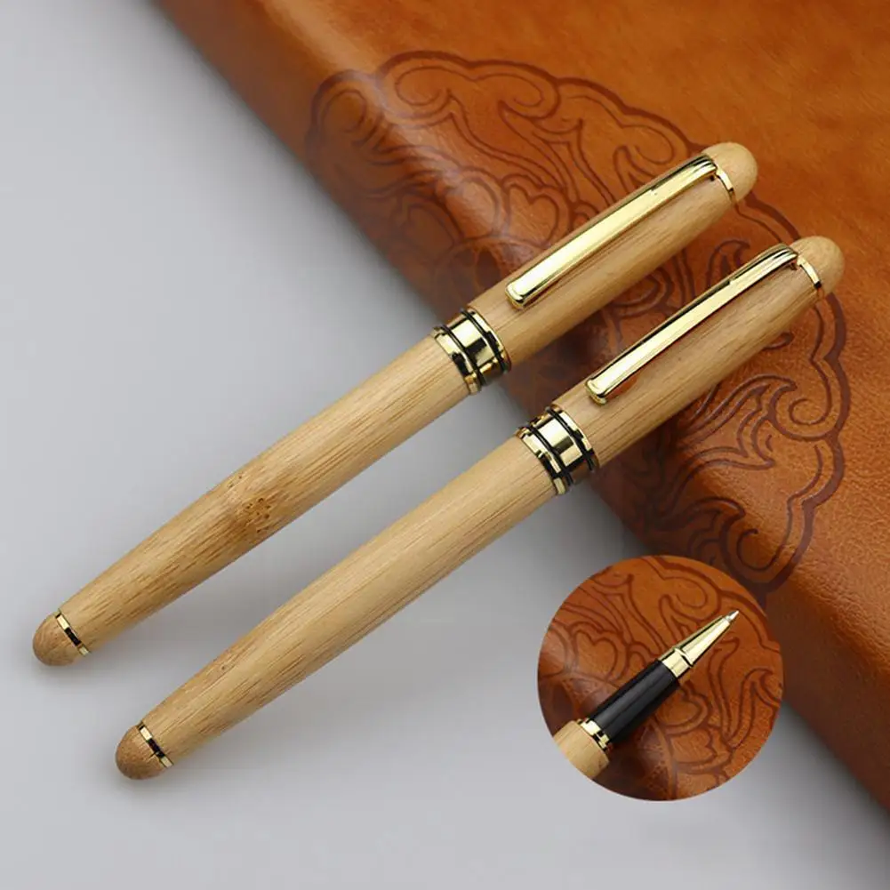 

High Quality Bamboo Wood Handle Ballpoint Pen Fountain Business With Writing Box Student School Stationery Bamboo Office Pe T7X0