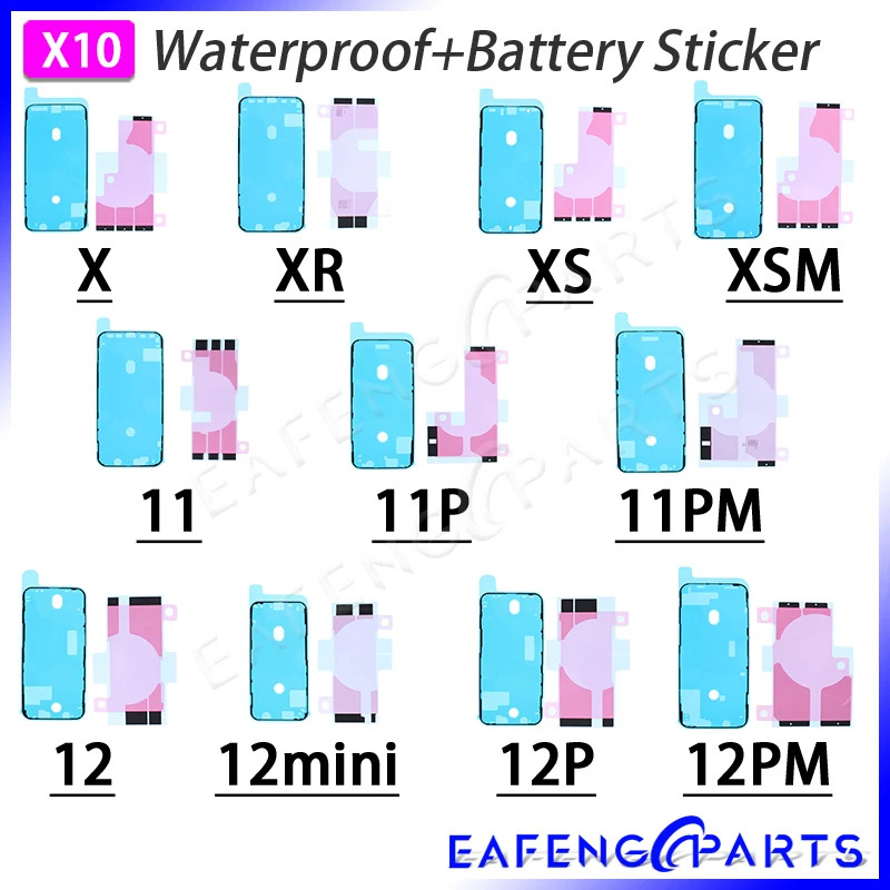 

10 Cobom Waterproof for iPhone 11 12 Pro X XR XS 12mini MAX Battery Adhesive LCD Display Frame Bezel Seal Tape Glue Sticker