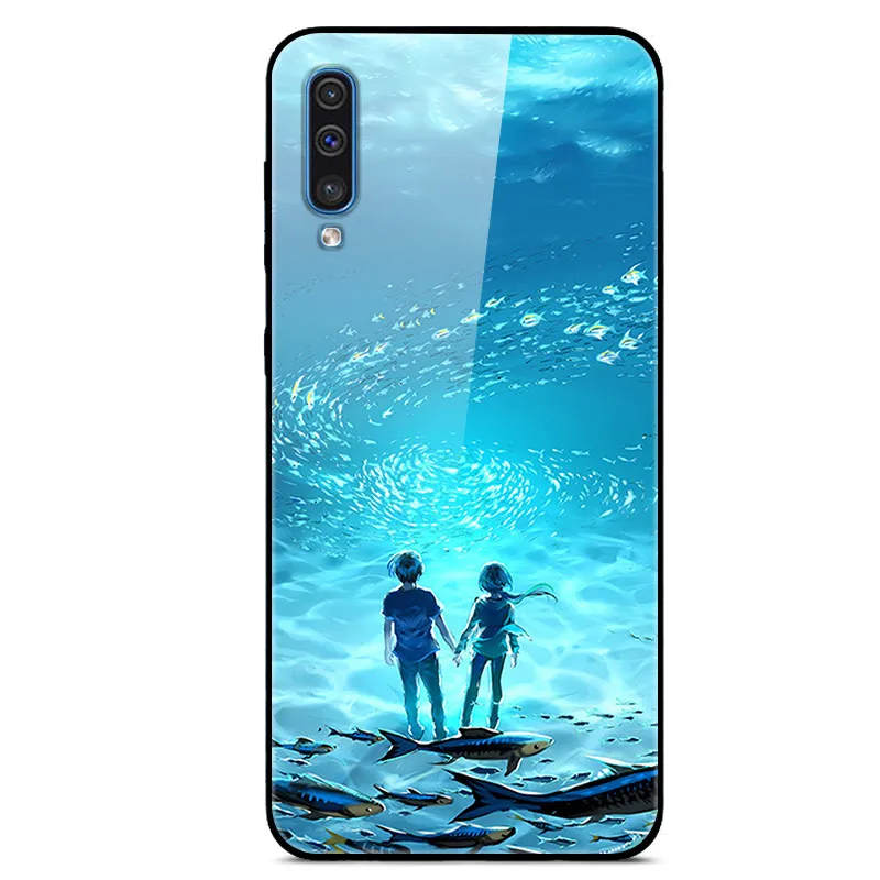32 Чехол для samsung A50 A 50, чехол из закаленного стекла, жесткий чехол для телефона, чехол для samsung Galaxy A50 A505 A505F, TPU, бампер, чехол s - Цвет: 32
