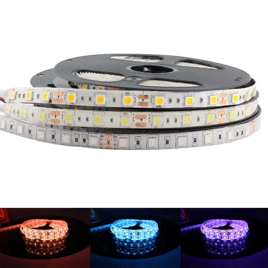 5V 12V 24 V RGB Светодиодные ленты светильник Водонепроницаемый 5050 5 м гибкая