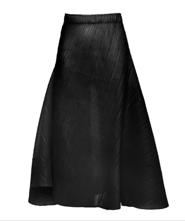 MIYAKE Высокая талия трапециевидной формы юбка женская летняя новая дикая тонкая для похудения высокая эластичная сумка бедра юбка