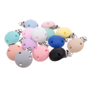 35 мм, круглые, 10 шт., Силиконовые зажимы, держатель для детских сосков, жевательный прорезыватель, цепочка для соски, аксессуары для кормления новорожденных, без BPA