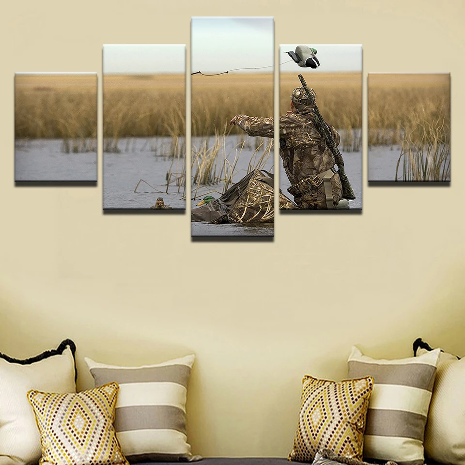 Винтажные картины с рамкой для украшения дома на холсте 5 панелей настенные