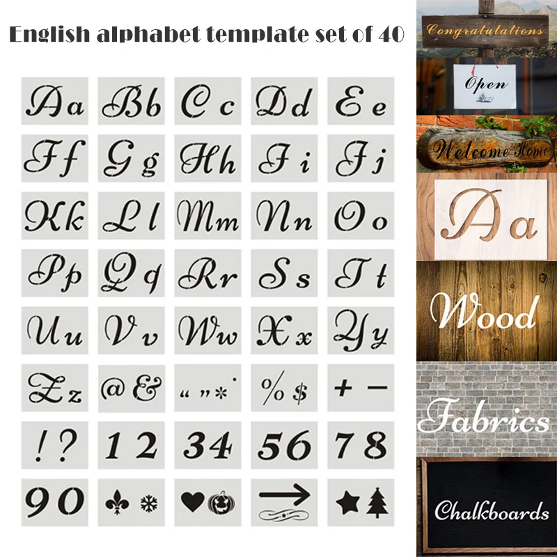 40pcs Set English Letter Stencils for Painting Mould Alphabet Signs Calligraphy Font Upper Lowercase Letters Reusable S7 | Дом и сад