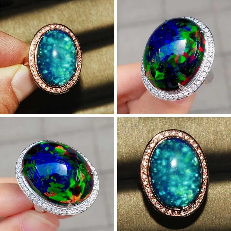 

Exquisite Fashion Luxury Natural Large Colorful Crystal Zircon Ring High-end Atmosphere Girl Party Ring Jewelry Gift