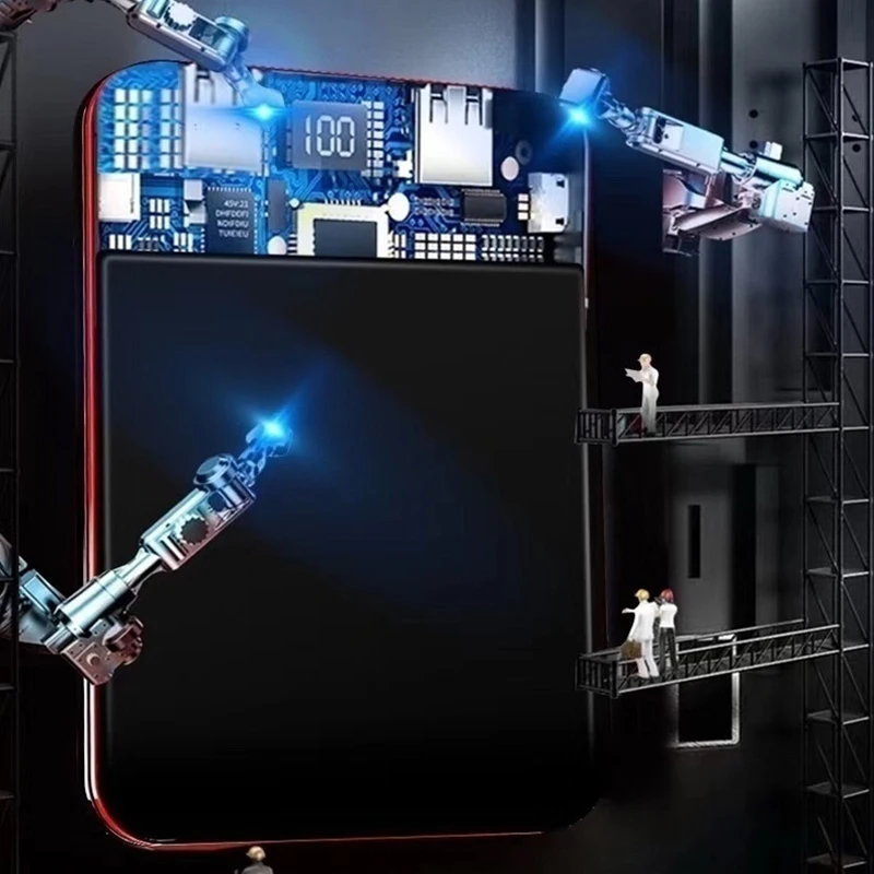 Ultra-thin Power Bank 30000mAh Mini Mirror Screen Digital Display Portable Phone Battery Outdoor Travel Charger | Мобильные телефоны