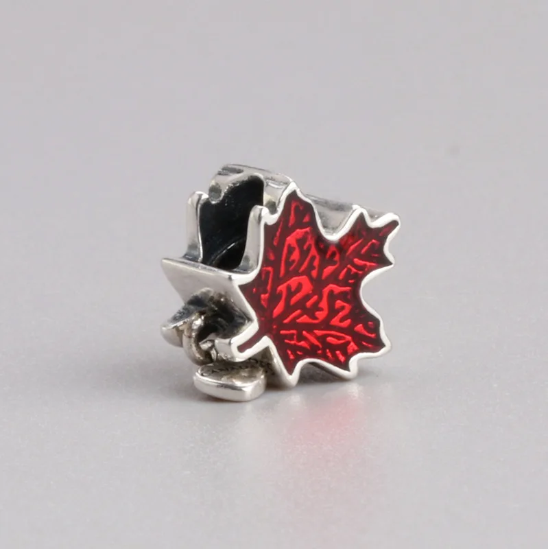 

Authentic 925sterling Silver Beads Creative Personality Red Maple Leaf Beads Fit Original Pandora Bracelet For Women Diy Jewelry