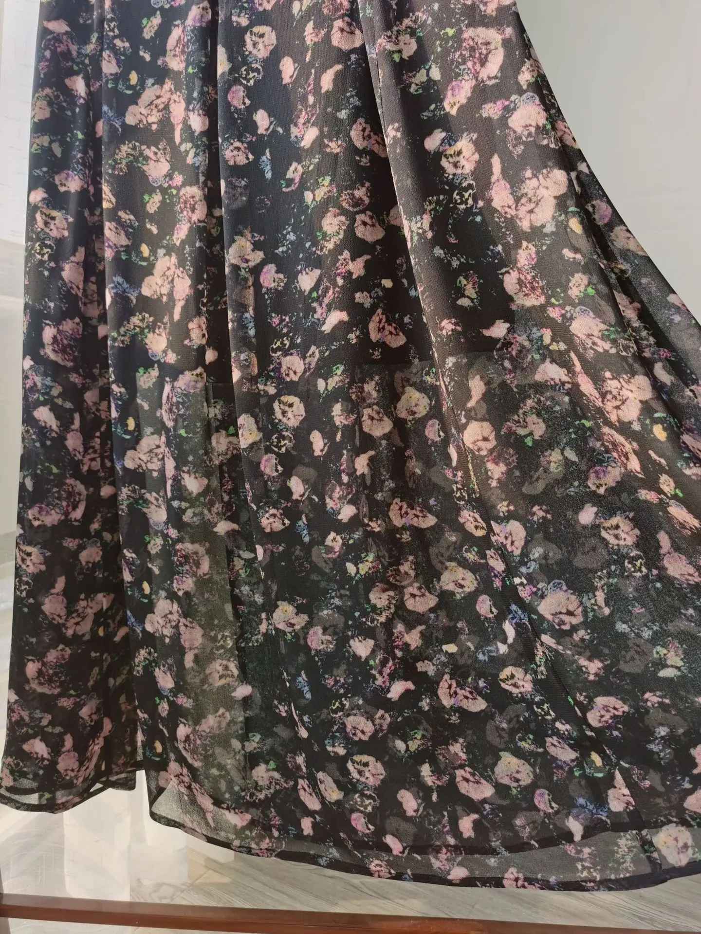 

Women Sunset Flower Skirt Beautiful Floral Printing High Waist A-line Midi Skirt