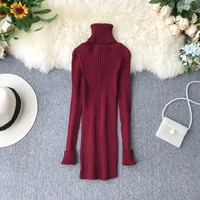 women winter warm turtleneck sweater top pullover long sleeve elegant knitting shirt casual loose slim office lady blouse