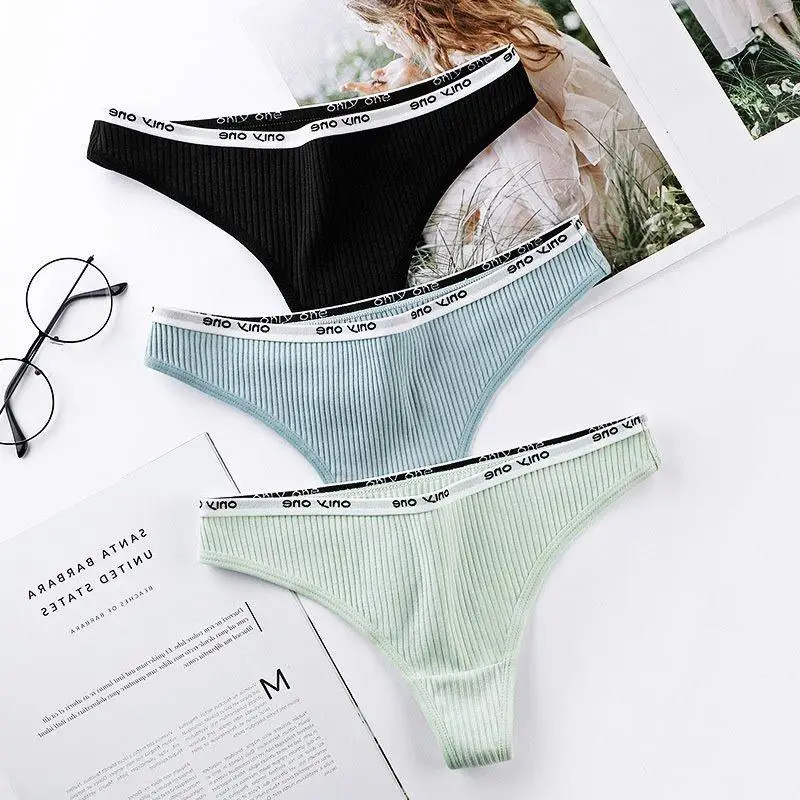 3 шт./Лот хлопковые стринги женские трусики сексуальные нижнее белье с надписью