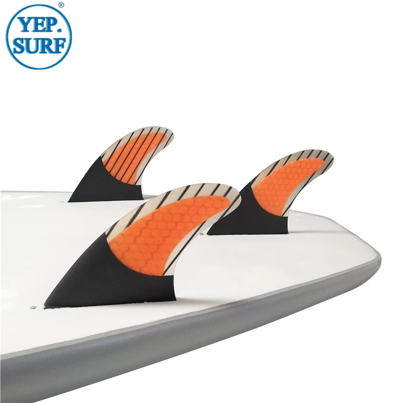 Surfboard Single Tabs M Fin Fiberglass Honeycomb Fins Carbon Fiber Orange/Green | Спорт и развлечения