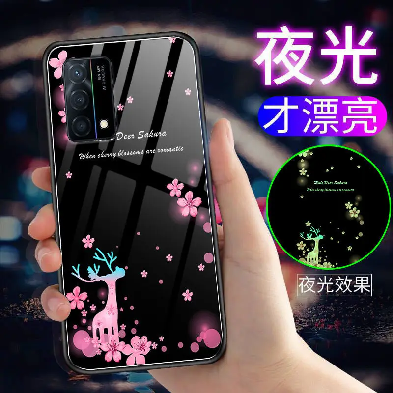 Luminous Tempered Glass Case For OPPO Realme GT Master Edition Glow in Dark Back Cover Silicone | Мобильные телефоны и