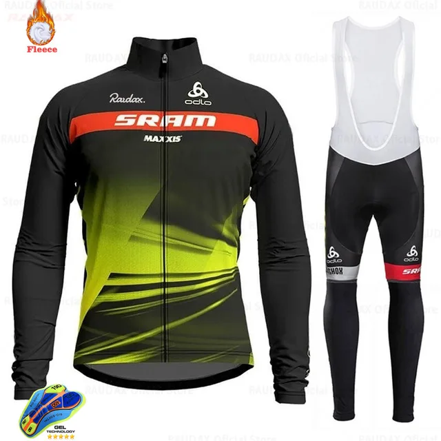 

2021 cycling jersey mountain bike team uniform winter warm wool champion sports team cycling jersey set maillot ciclismo