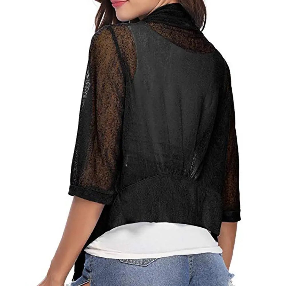 Женские топы однотонные прозрачные открытые спереди укороченные болеро три