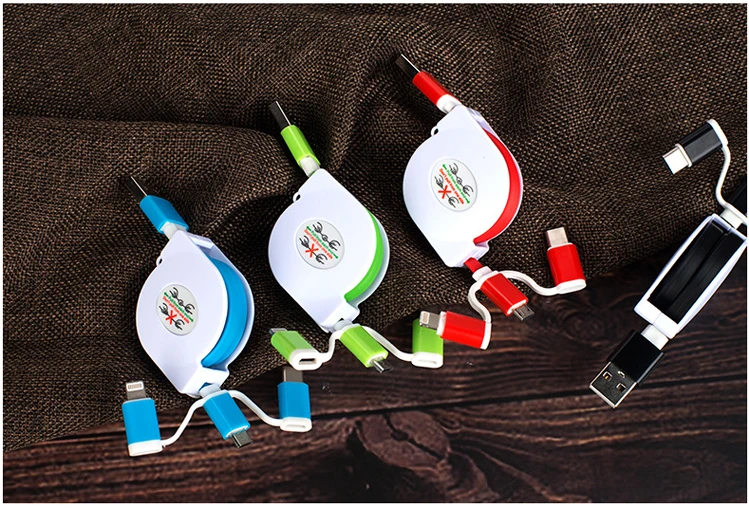 Кабель для передачи данных для мобильного телефона 2/3 в 1 зарядный USB кабель логотип реклама Кастомизация Дешевые Свадебные сувениры Свадебный подарок для друга