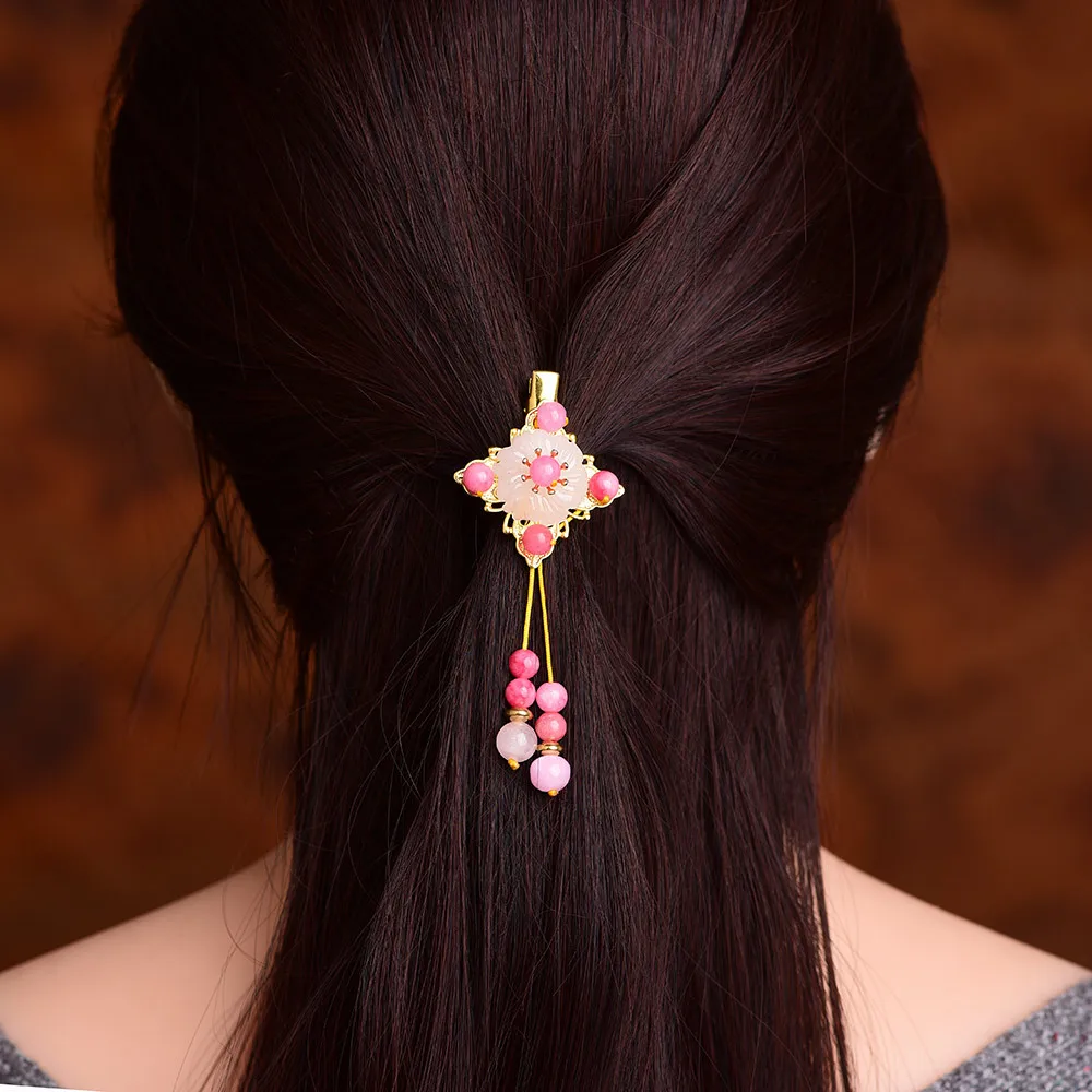 Заколка для волос в Корейском стиле розовая ретро заколка с кристаллами |