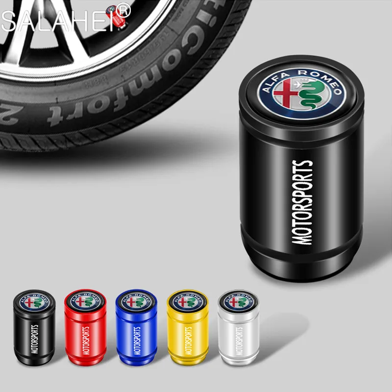 

4Pcs/Set Car Tire Wheel Valve Stems Cap Aluminum Air Valve Dustproof Caps For Alfa Romeo 159 Giulietta 147 Mito Giulia 156 GT
