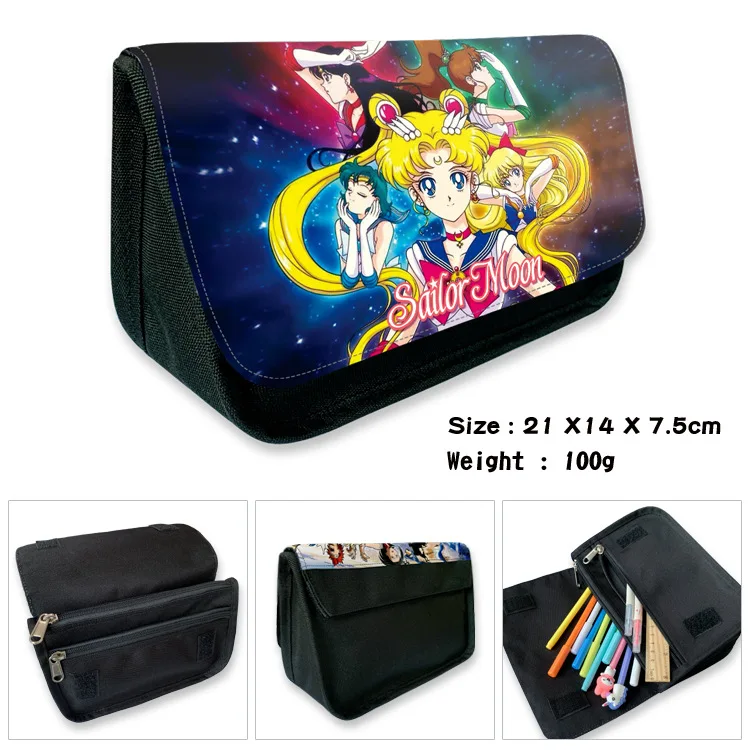 

Anime Sailor Moon Luna Canvas Double Layer Large Capacity Pencil Case Pencil Box School Office Pen Bag