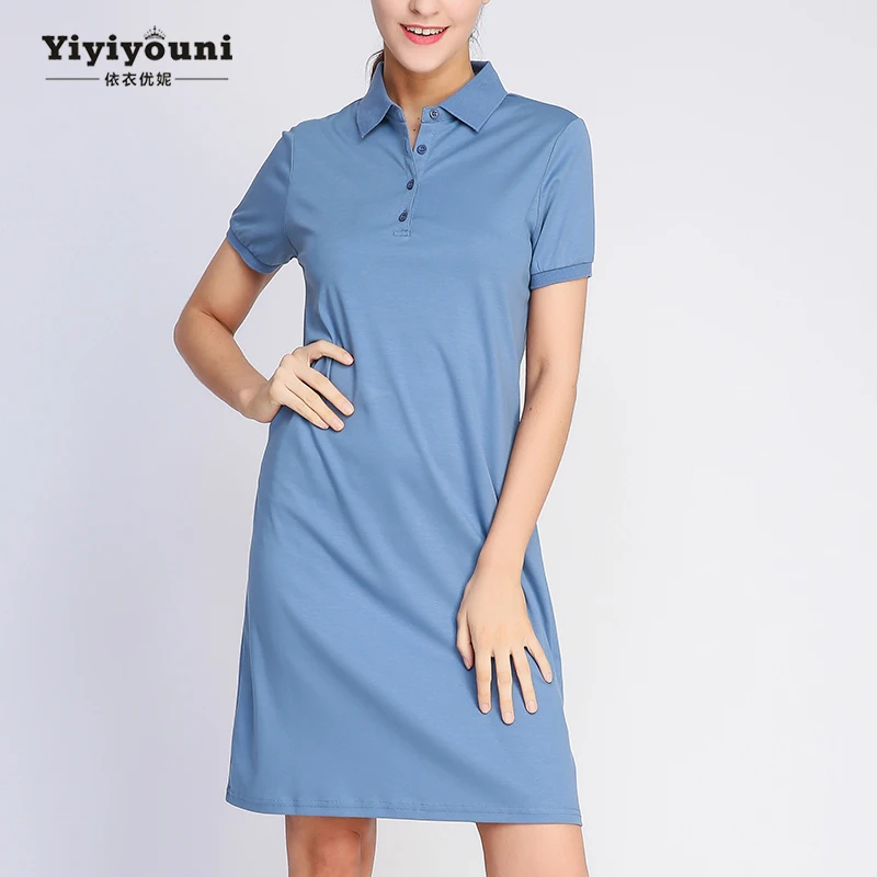 2019 летние хлопковые рубашки поло женские платья плюс размер Straight прямые по