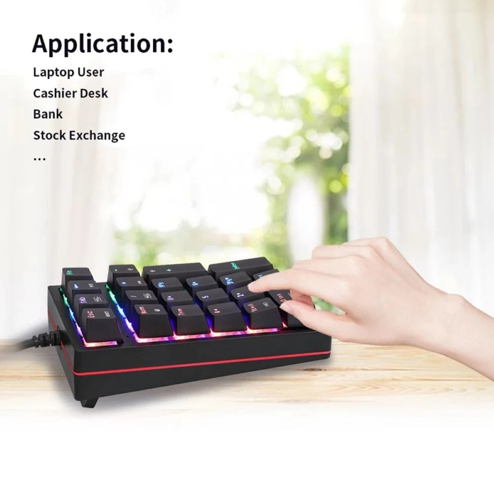 K24 USB Wired Mechanical Numeric Keypad 21 Keys Mini Numpad RGB Backlight Keyboard Extended Layout | Компьютеры и офис