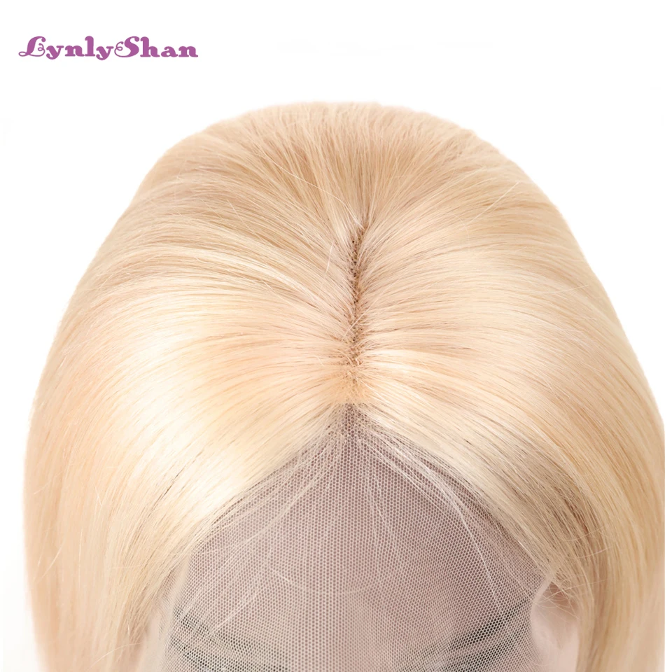 Прямые короткие парики из человеческих волос блонд кружево спереди al Wig Bob 13*6