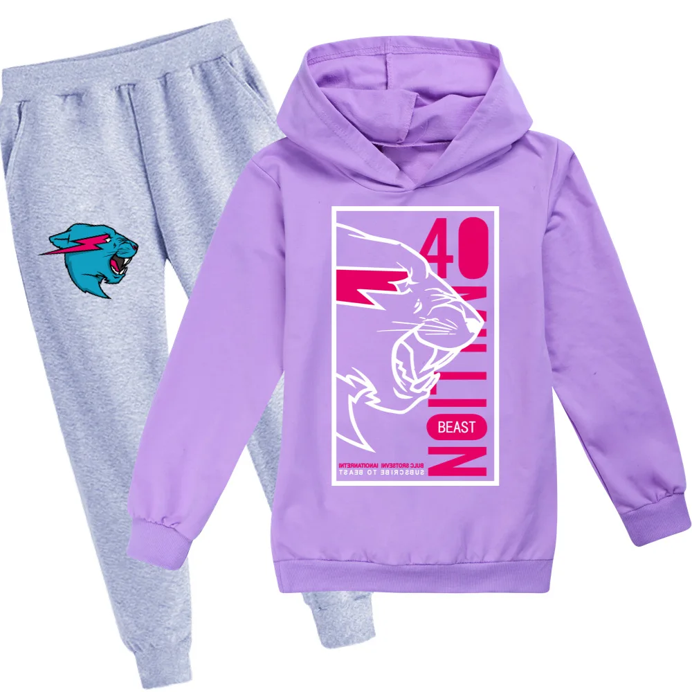 Cartoon Sweatshirt Fall Outdoor Sports Two-Piece Hoodies + Pants Boys And Girls Streetwear Kids Casual Pullover Teen Coat 3T-15T