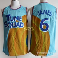 cosplay costume space jam james 6 movie tune squad basketball embroidery jersey set sports air slam dunk sleeve shirt uniform