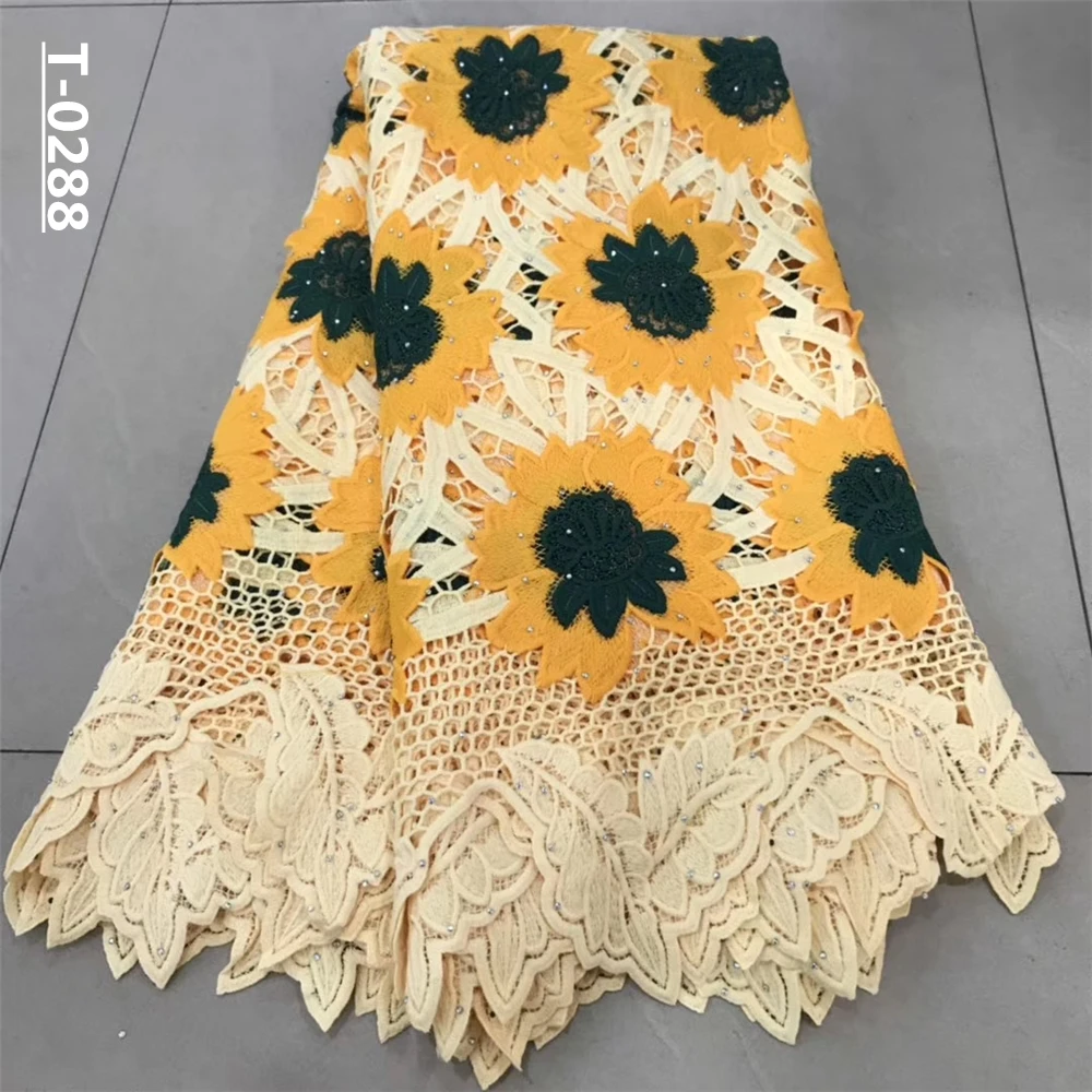 Новая мода африканская гипюровая сетка шнур кружевная ткань камнями нигерийский