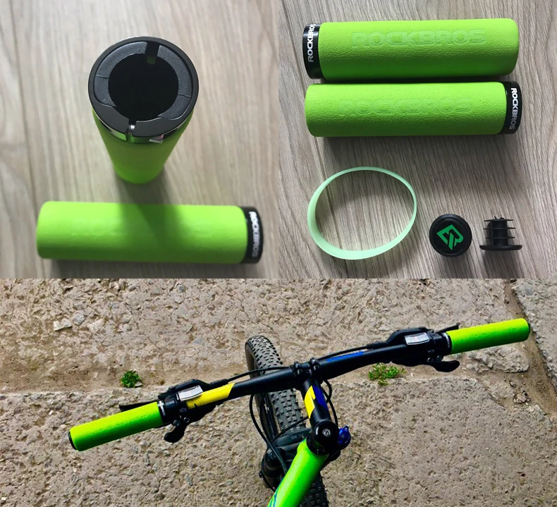 ROCKBROS велосипедные ручки MTB силиконовые губчатые накладки на ручки Анти-занос, удар-поглощающие мягкие велосипедные ручки Ultraight велосипедный руль