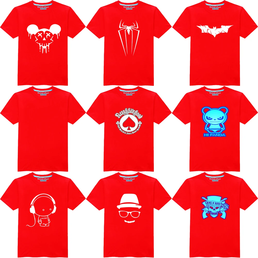 

Светящаяся детская футболка, Детская Новая забавная летняя мультяшная футболка Kawaii для мальчиков и девочек, одежда с коротким рукавом, крас...