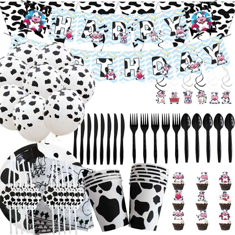 

Cow Decoration Birthday Party Decor Kid Faovr Gift animal Disposable Tableware Baby Shower Girl Birthday Party Supplies Balloon