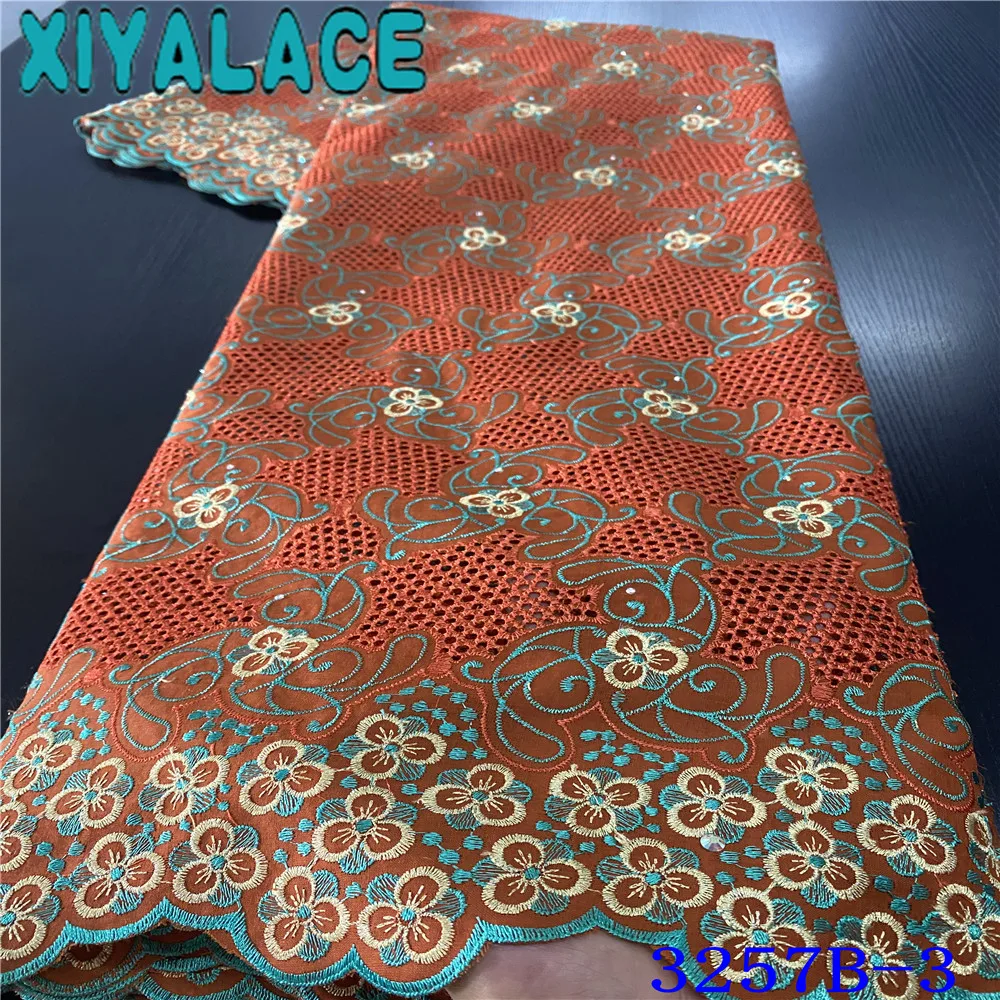 Африканская кружевная ткань 2019 Высококачественная вышивка оранжевая