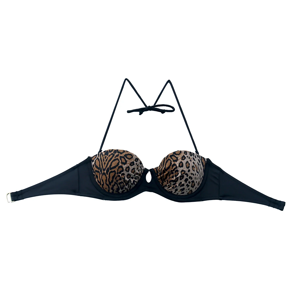 Womens Sexy bikinis Printing black leopard strapless maillot de bain bikini women swimwear Design girl cup bathing suits