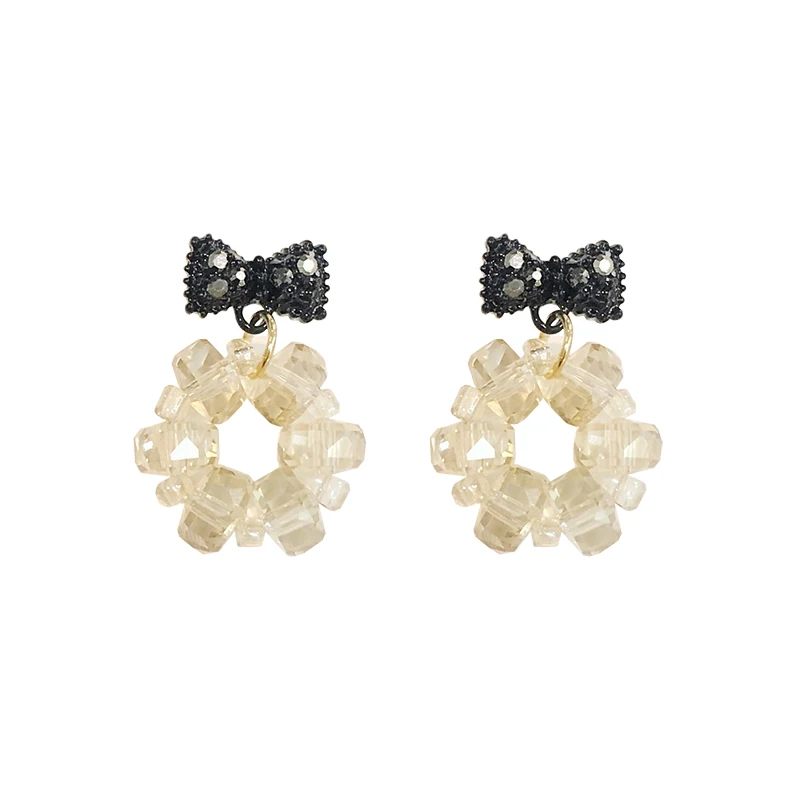 

Irregular Crystal Black Bowknot Earrings Bohemia Retro Fashion Temperament Stud Earrings Girl Women Jewelry Gift Accessories
