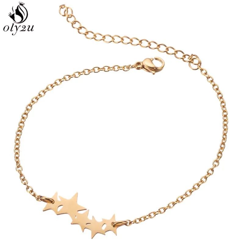 Oly2u модные браслеты из нержавеющей стали для женщин дети золото шик пентаграмма