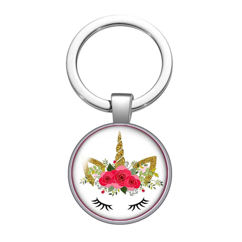 Брелок для ключей в виде единорога мечты надежды стеклянный брелок с кабошоном