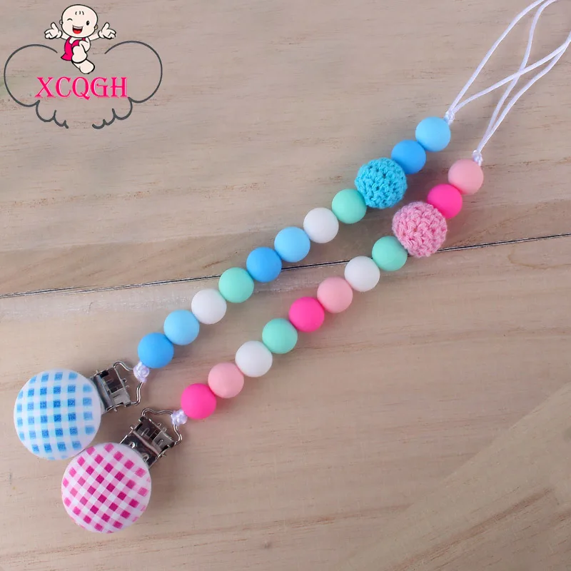 XCQGH детская цепочка для соски зажим молярные силиконовые бусины вязаный крючком