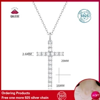 qalede necklace s925 sterling silver moissan diamond necklace high quality faith cross pendan necklace for women jewelry gift