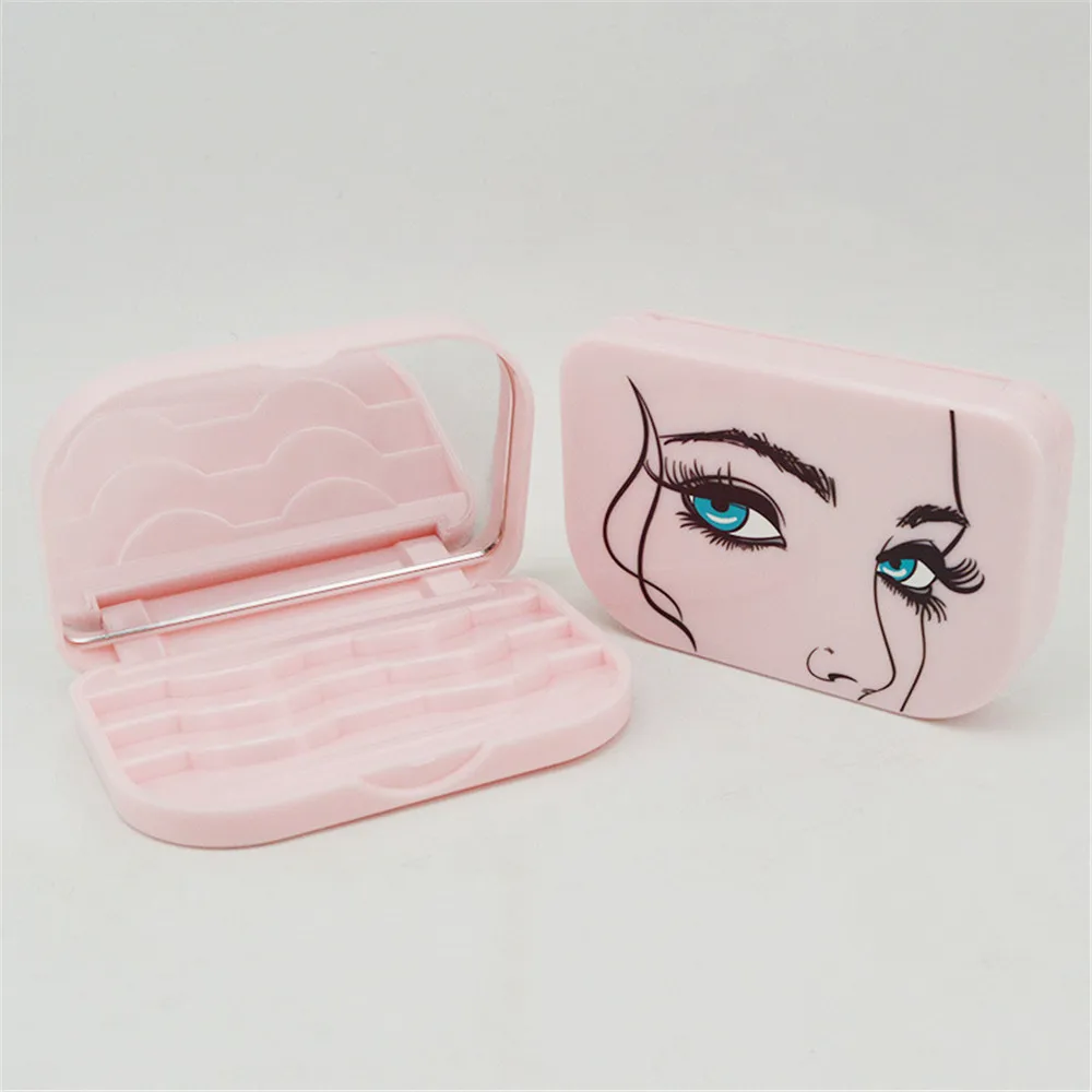 Пластиковый органайзер для накладных ресниц с зеркалом 1 шт.|Многоразовые