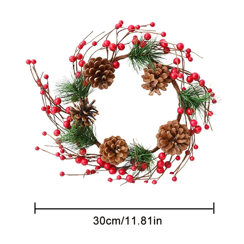 Christmas Wreath Pine Cone Rattan Christmas Door Decoration Bell Pendant Diy New Year Thanksgiving Christmas Wreath Decorations