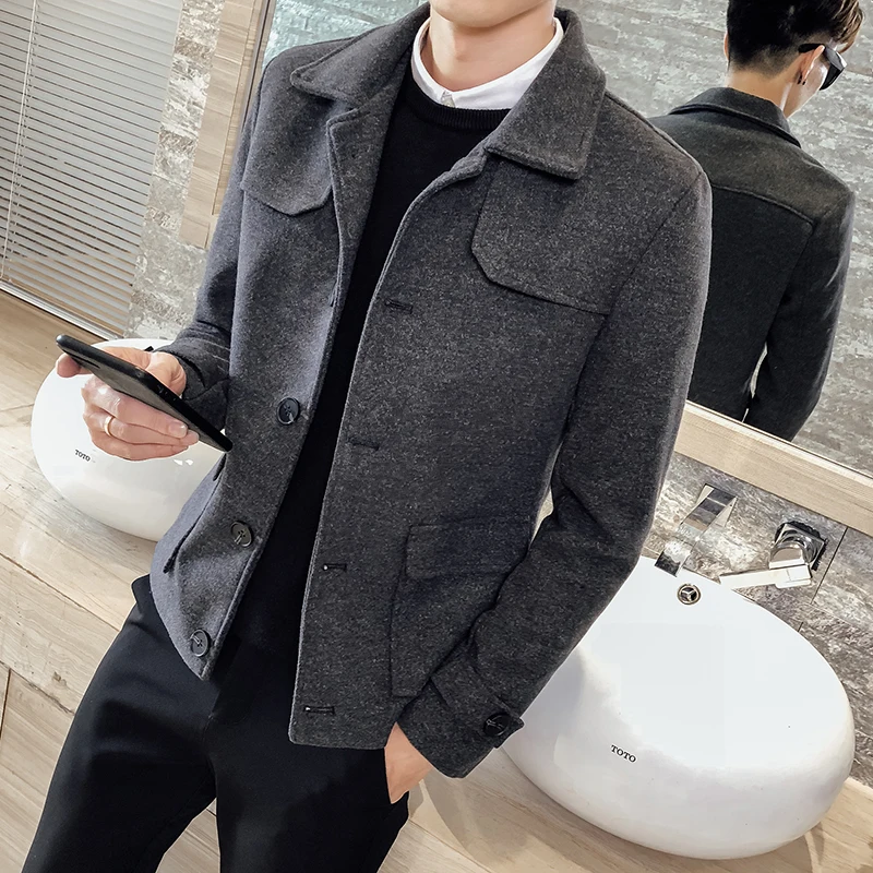 Мужская хлопковая куртка сезон осень зима 2021 короткая шерстяная модная ветровка